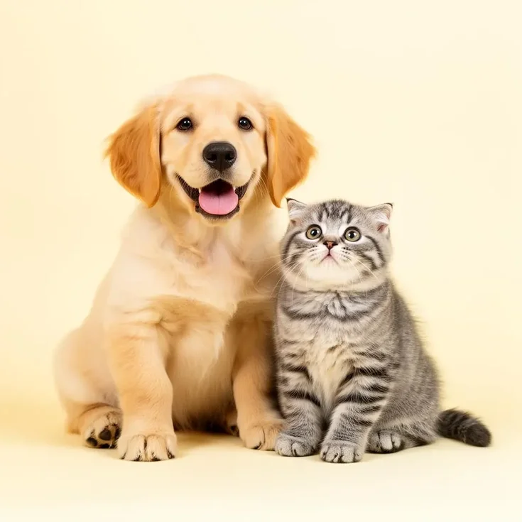 Chó Golden Retriever và mèo Scottish Fold dễ thương cùng PAWRENT